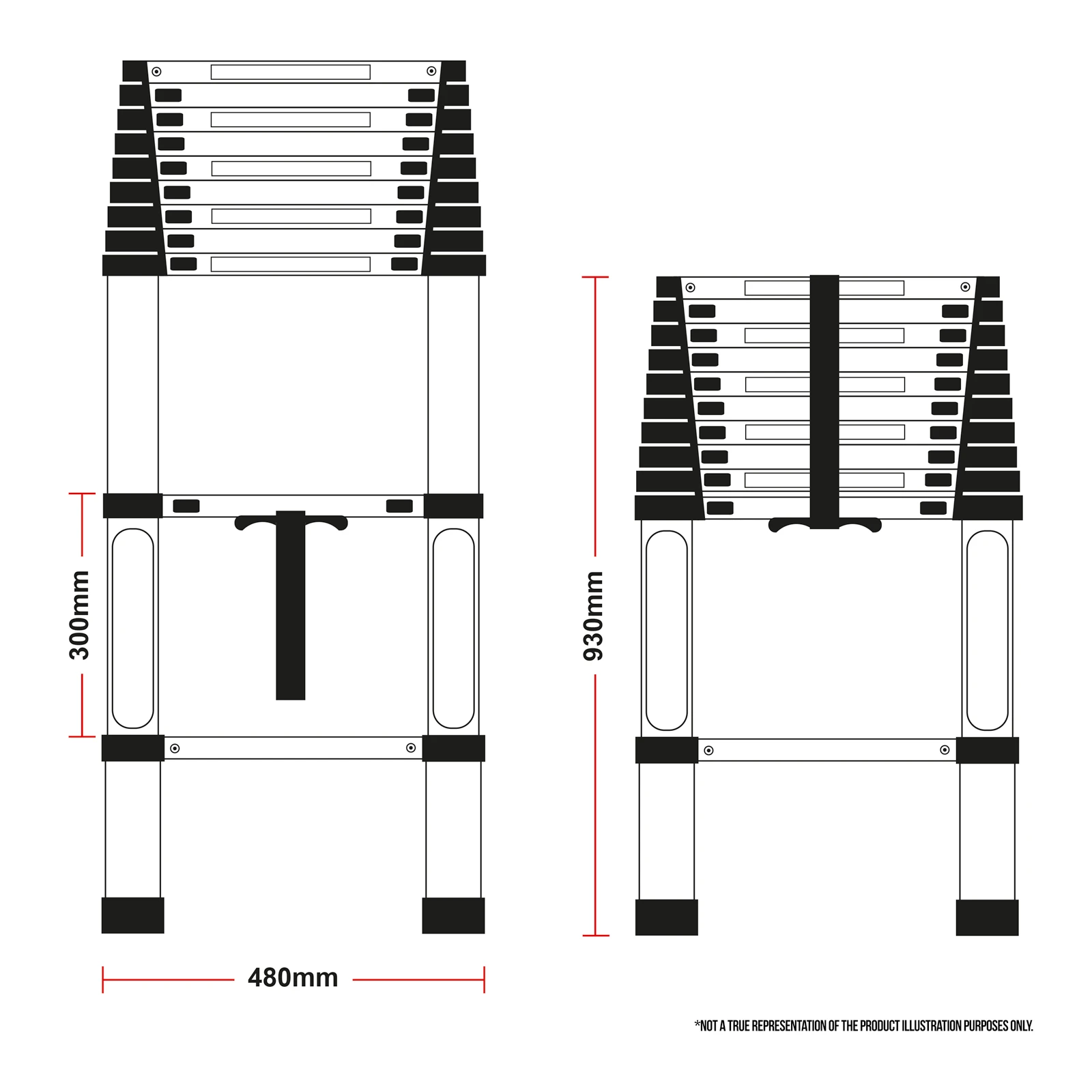 Telescopic 4.1M Aluminium DIY Foldable Extendable Builders Multi Purpose Ladder - Image 5