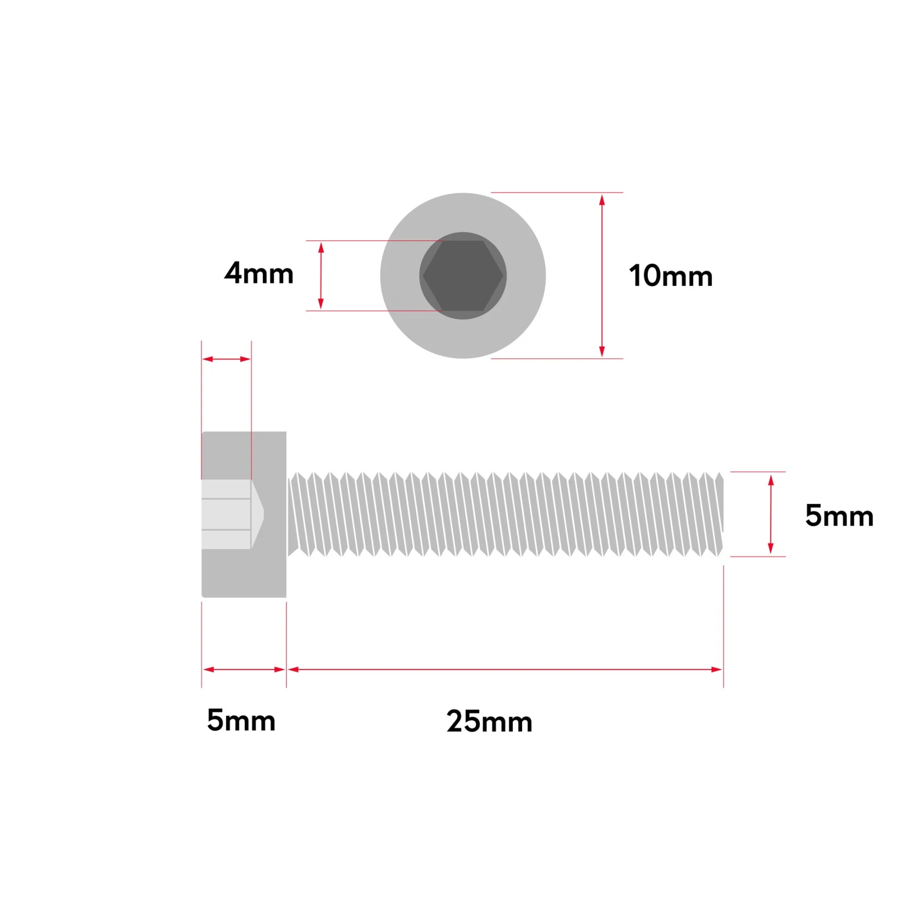 M5 x 25mm Cap Head Screw - 10 Pack - Image 2