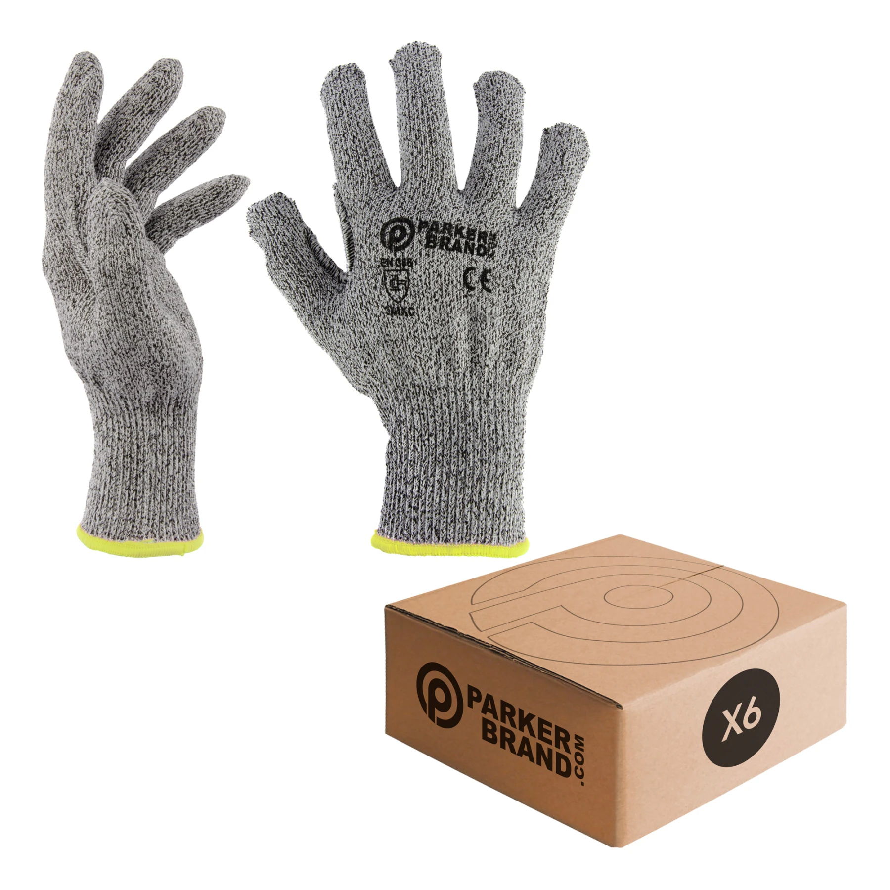 6 x Anti Cut / Safety Work Gloves (Level 5) - Medium