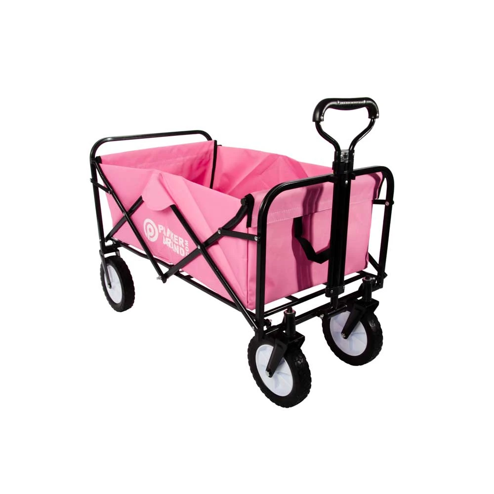 Heavy Duty Foldable Garden Trolley Cart Wagon - Pink - Image 2