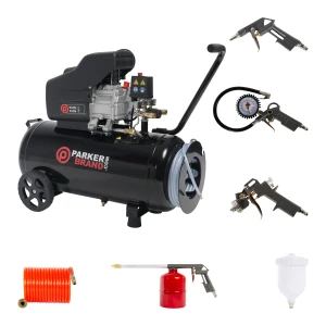 50 Litre Air Compressor with Hose Reel & Tool Kit - 9.6 CFM, 2.5 HP, 50L