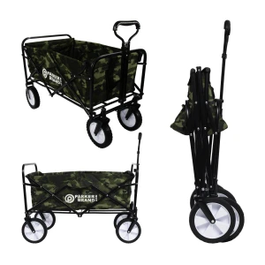 Foldable Garden & Camping Trolley – Heavy-Duty Utility Cart with 75kg Capacity, Cup Holders – Camouflage